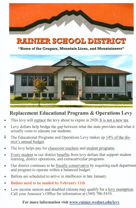 Senior Center of Rainier News Rainier School Levy 2020