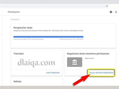 klik 'KELOLA METODE PEMBAYARAN'