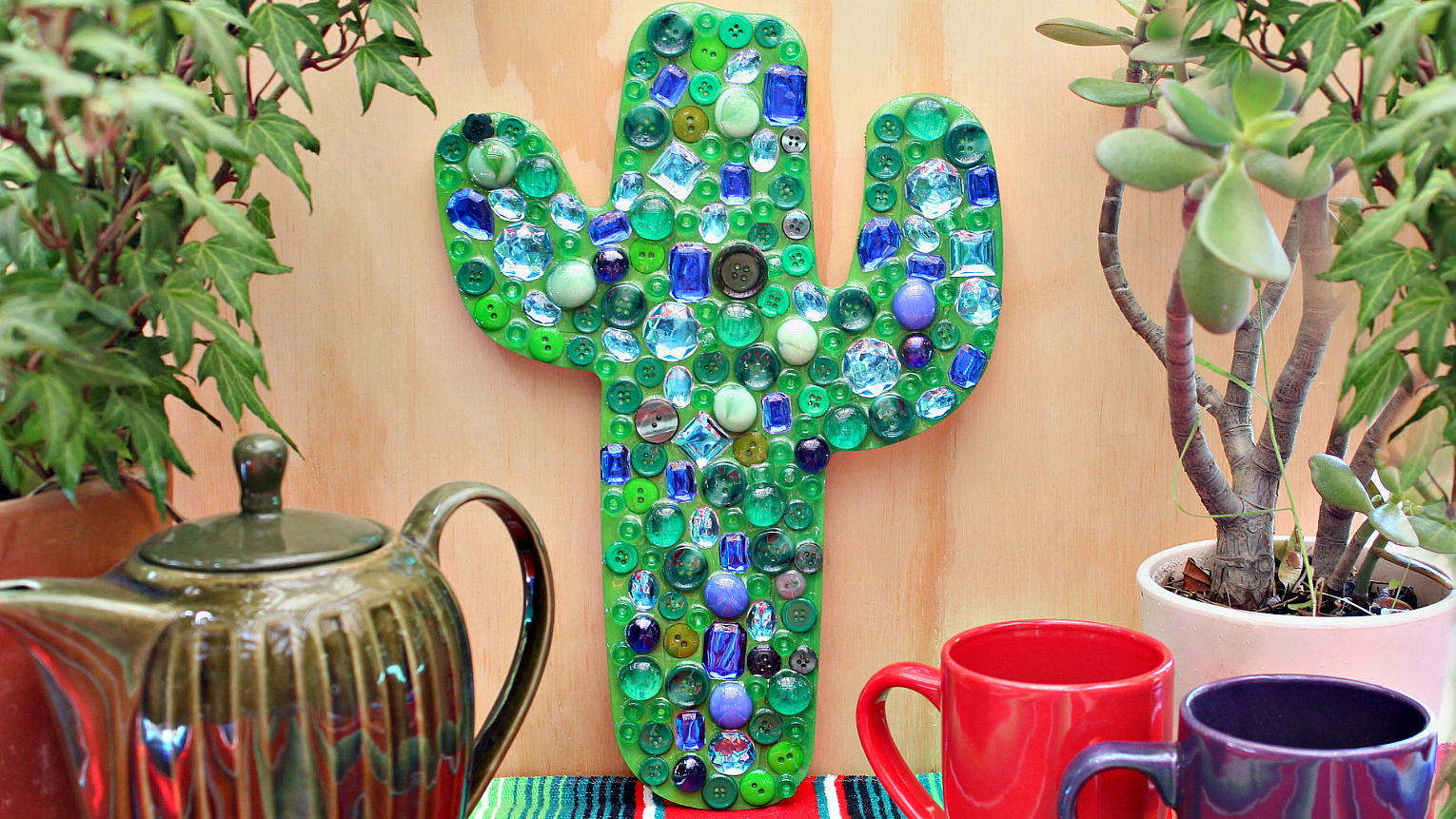 Mark Montano Sparkly Mosaic Cactus DIY
