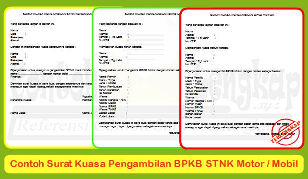 3 Contoh Surat Kuasa Pengambilan Bpkb Stnk Motor Mobil