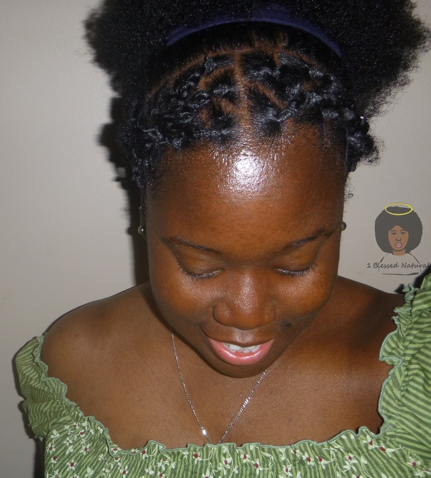 Natural Hairstyle: Connected Rubber Band Twists with Puff