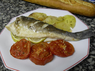 Lubina al horno con verduras