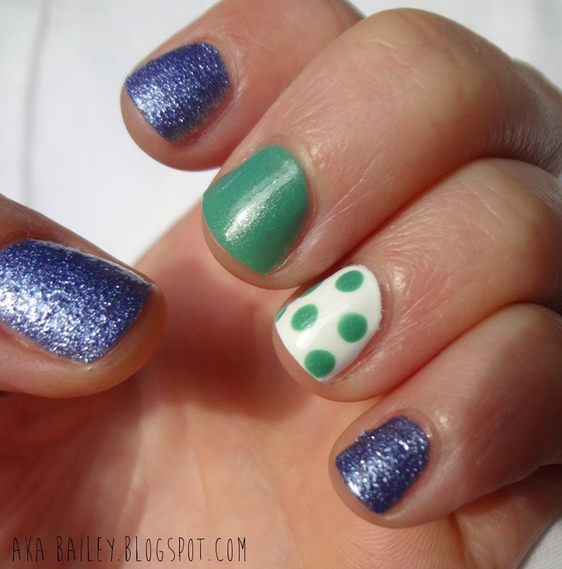 Blueberry Sweet on You Gumdrops by OPI and Mint Apple Polka Dot Nails