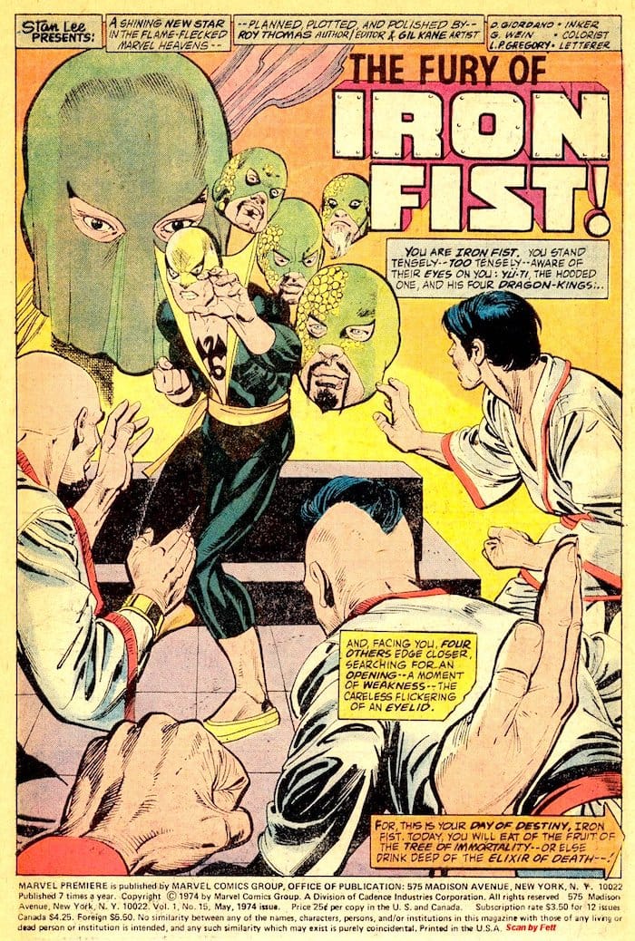 Marvel Premiere #15 1970s key issue bronze age comic book page - 1st appearance Iron Fist