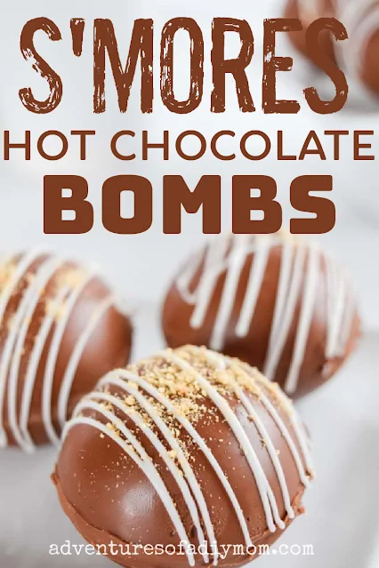 s'mores hot chocolate bombs with text overlay