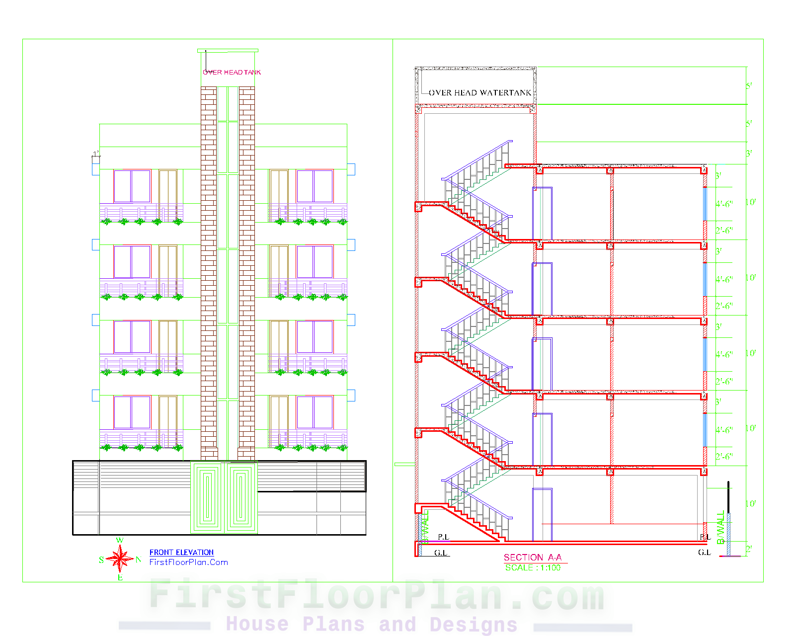 5 Story Apartment Building Designs with AutoCAD File