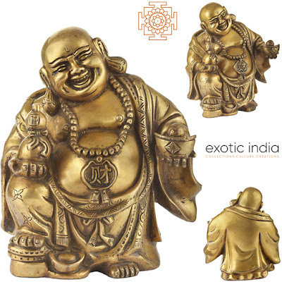 Laughing Buddha Brass Sculpture