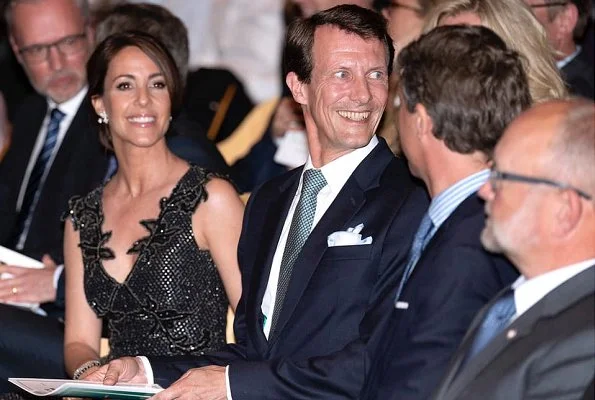 Princess Marie wore a new metallic tulle midi dress by Christopher Kane. Crown Prince Frederik, Prince Joachim and Countess Alexandra