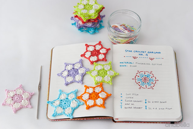 Crochet star garland free pattern 2015 by Anabelia Craft Design Crochet star garland free pattern 2015 by Anabelia Craft Design