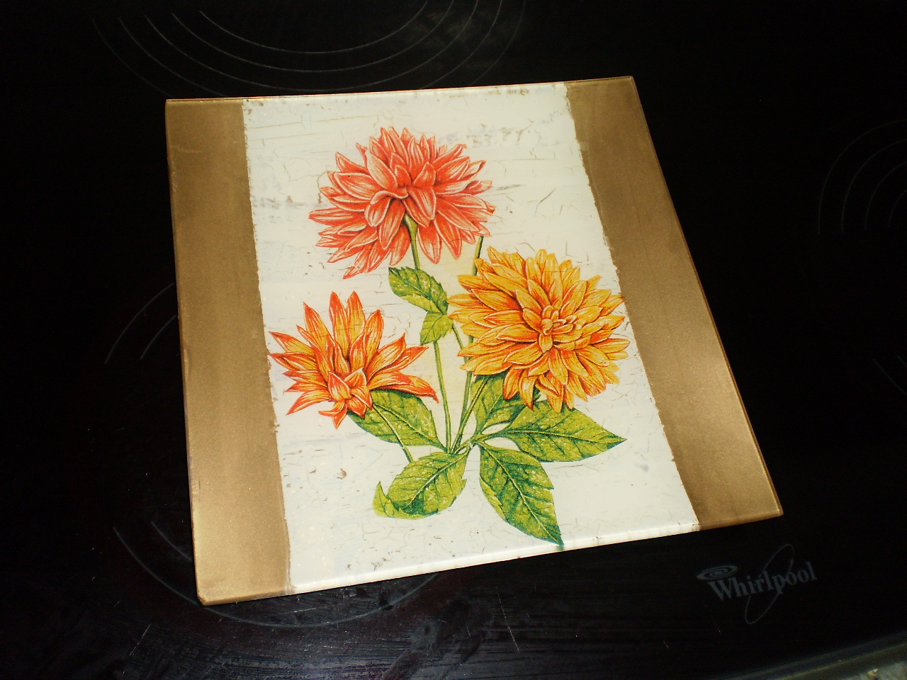 LirioAzul: Bandeja cuadrada vidrio decoupage