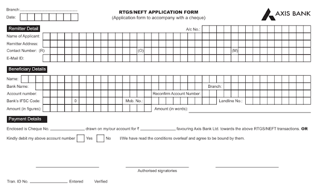 BANKNEFTFORMS: AXIS BANK NEFT RTGS FORM