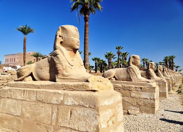 The Avenue of the Sphinxes which connects the temples of Karnak and Luxor.