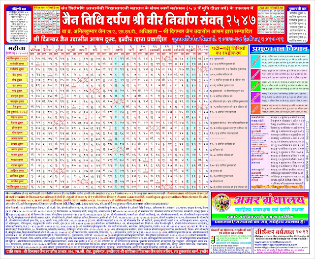 Jain Panchang 2022 PDF Jain Tithi Calendar 2022, Jain Parv and