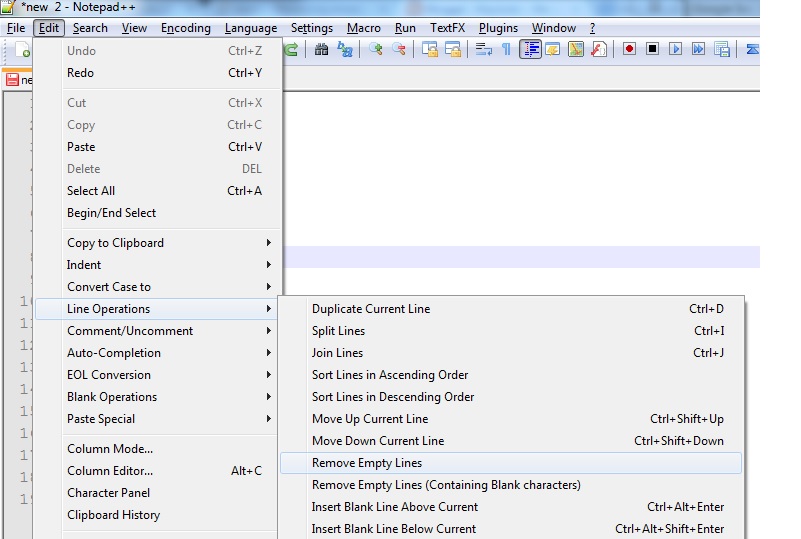 Replace empty lines with any character in Notepad ++ Waytodo