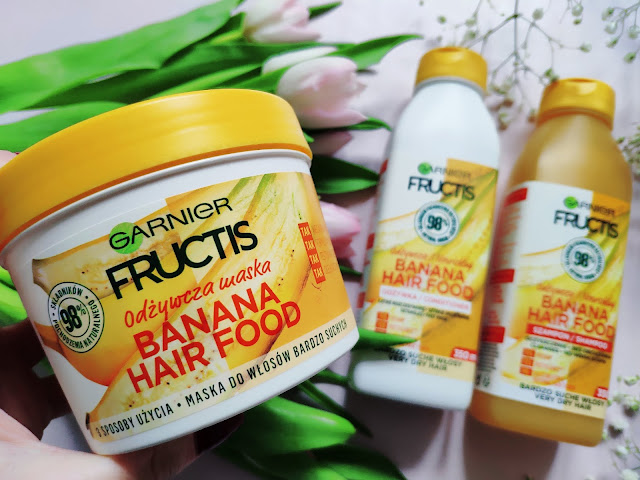 Garnier Fructis BANANA HAIR FOOD - Maska, szampon i odżywka 