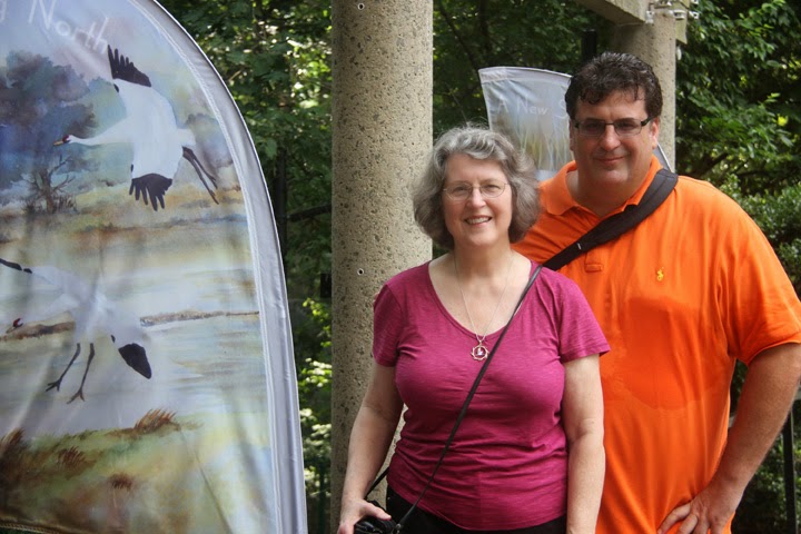 Smithsonian National Zoo with one of my Whooping Crane art banners and son, John--2014