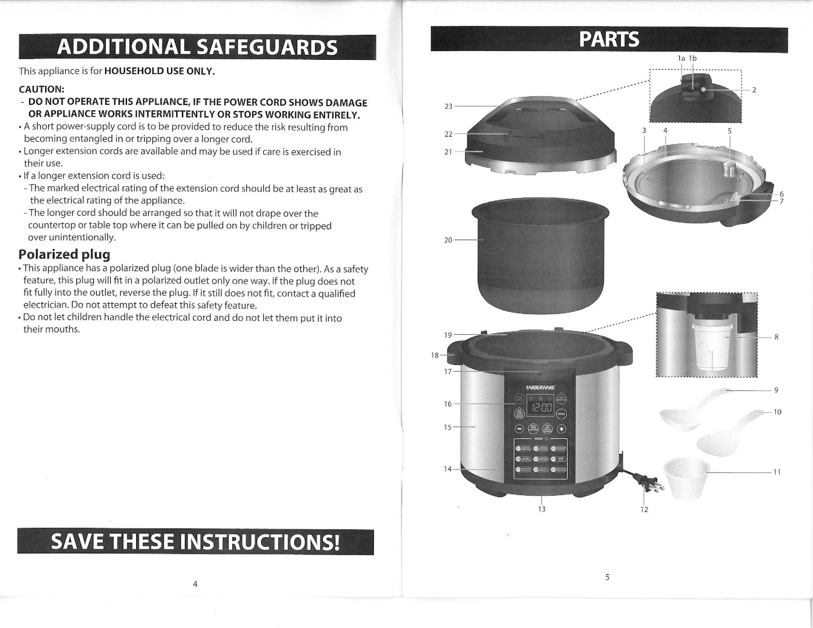 FARBERWARE WM-CS6004W PRESSURE COOKER User Manual FARBERWARE WM