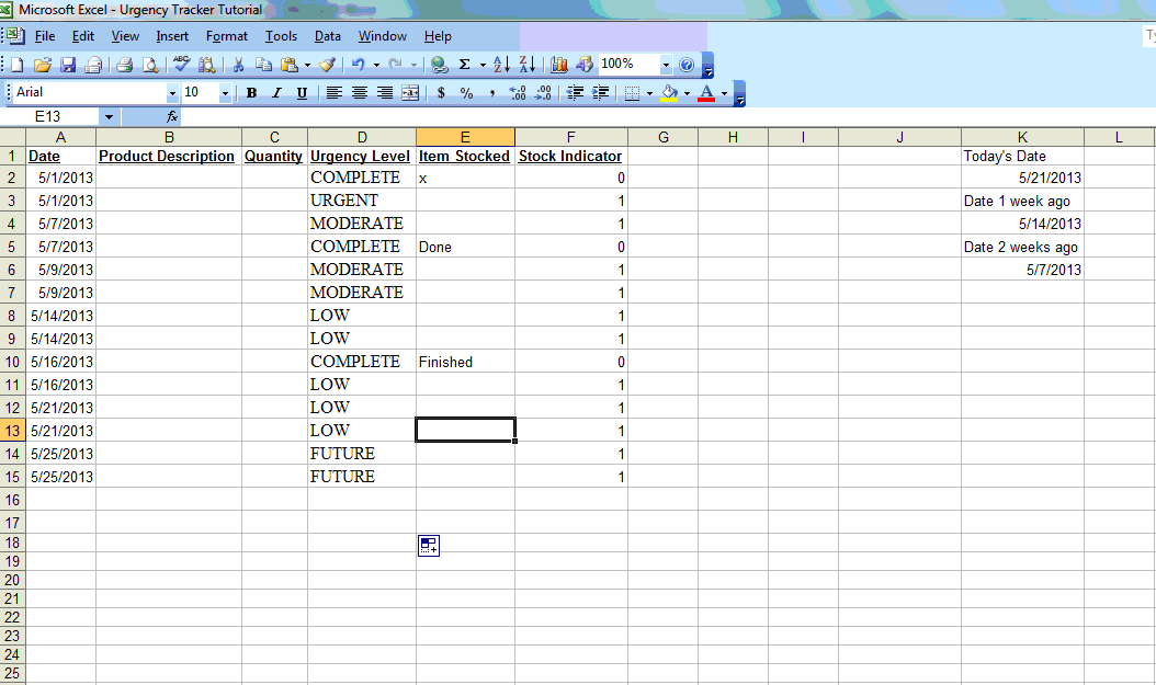 Advanced Tinkerings In Excel How to create a time sensitive "Urgency