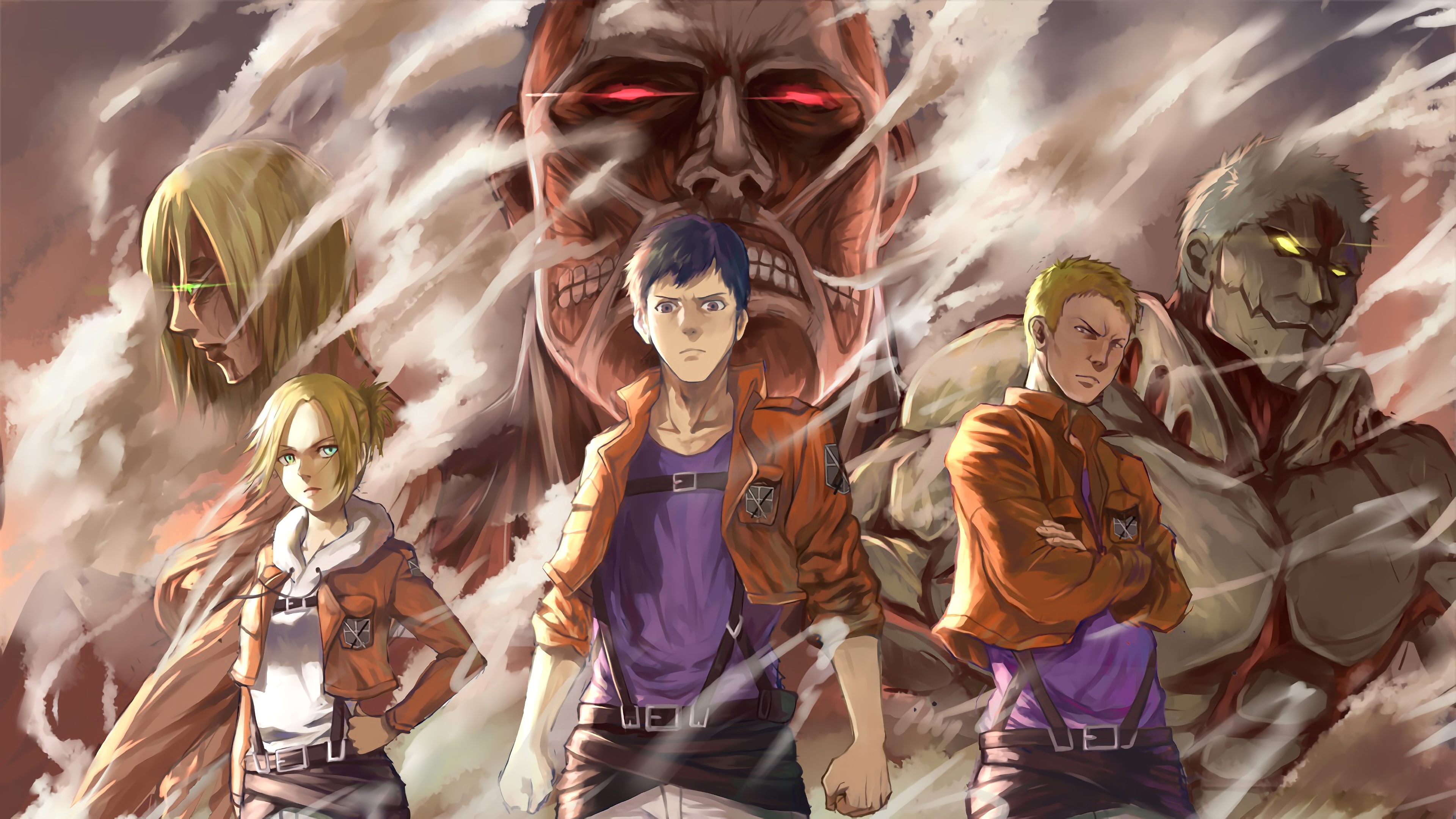 Colossal Titan, Female Titan, Armored Titan, Attack on Titan, 4K, #111
