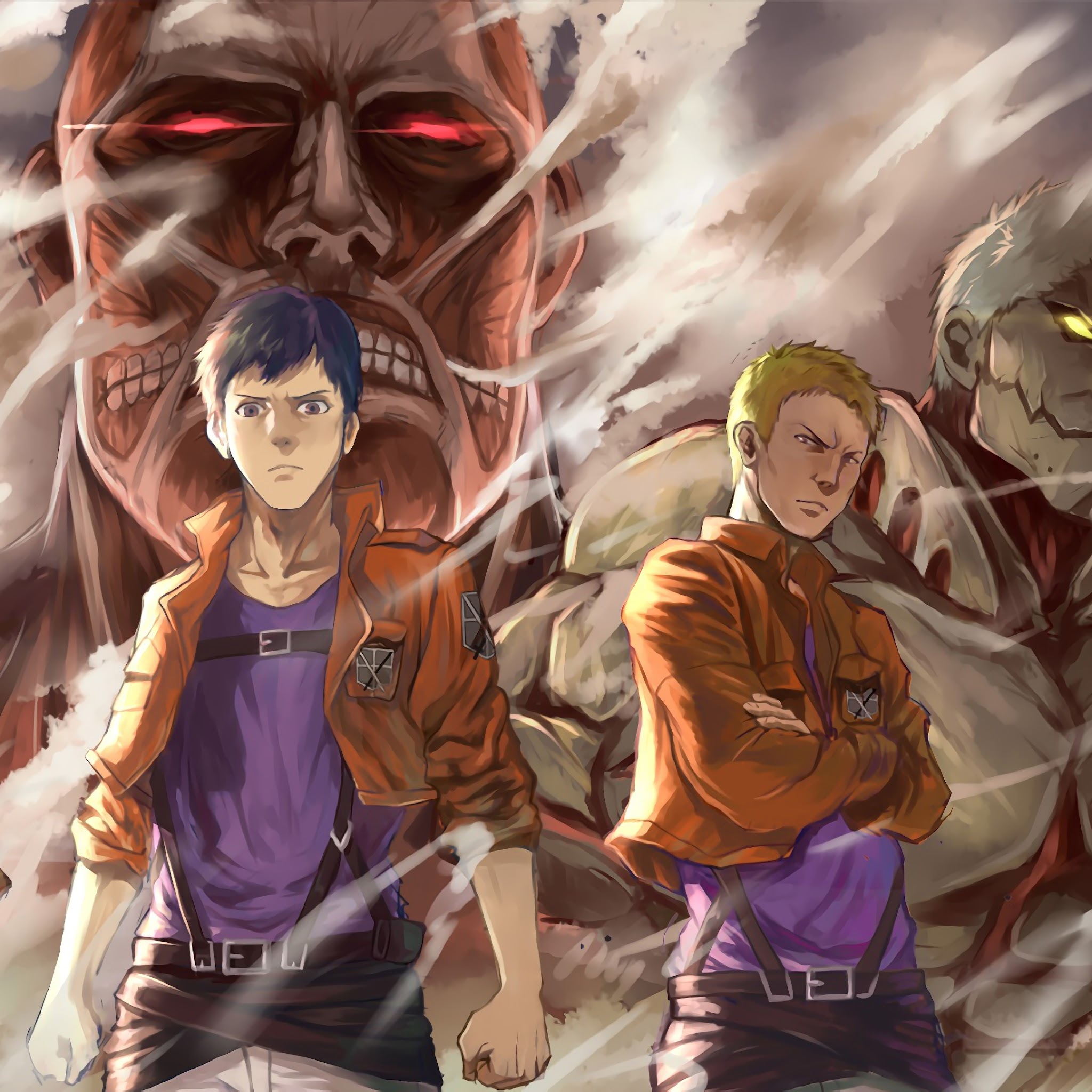 Colossal Titan, Female Titan, Armored Titan, Attack on Titan, 4K, 111