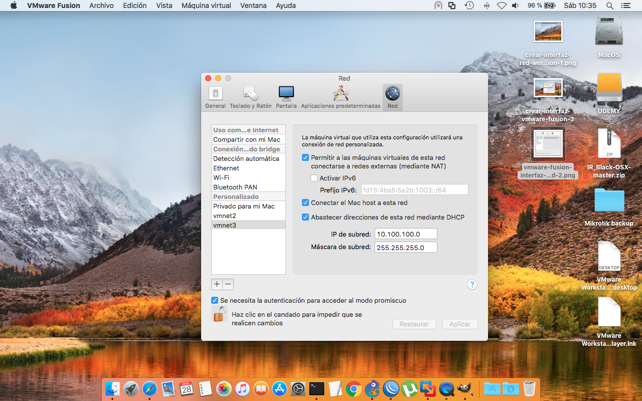 El poder de 01100011 UnixFreeBSD Interfaz de Red NAT VMware GNS3 MacOS