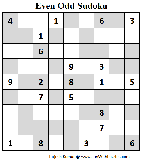 Even Odd Sudoku (Fun With Sudoku #84)