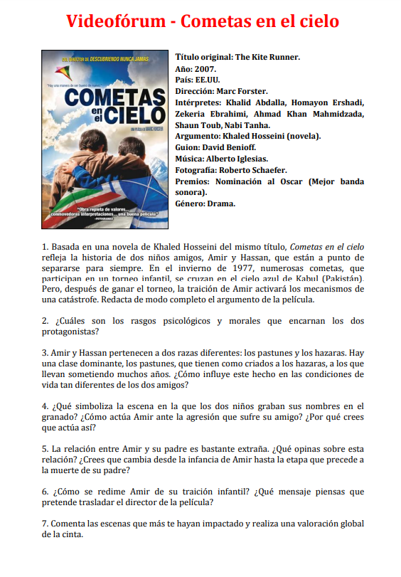 COMETAS EN EL CIELO (2007). PELÍCULA. COMETAS EN EL CIELO (2007). PELÍCULA.