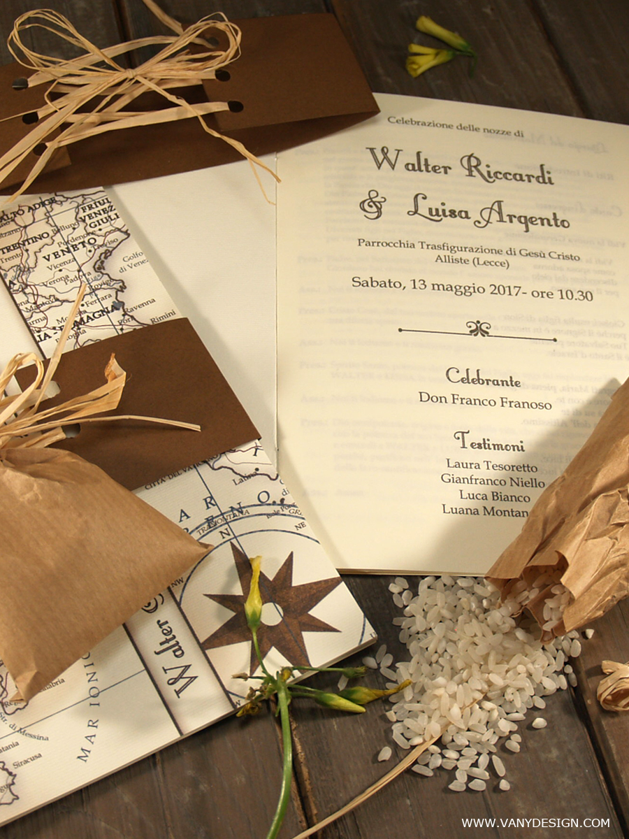 [MATRIMONIO FAI DA TE] Libretto Messa con Sacchetto portariso "Mercedes