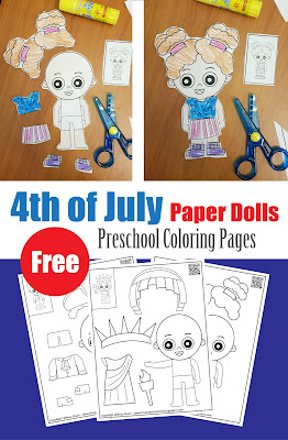 4th of july independence day america usa flag paper dolls free preschool coloring pages free printable activity for kids