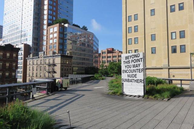 Art Exhibit on the High Line in New York City - Beyond this Point You May Encounter Nude Sunbathers