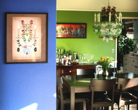 sea glass chandelier in dining room