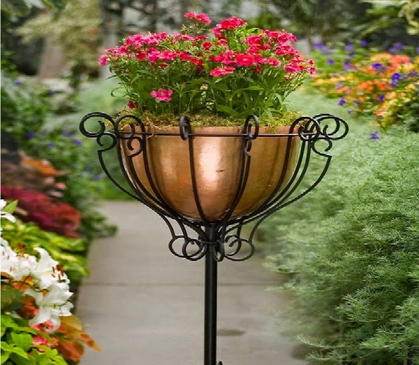 Wrought iron garden planters