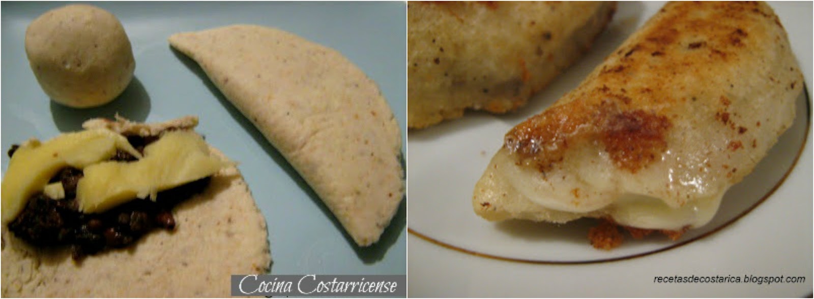 Cocina Costarricense Empanadas y tortillas con frijol y queso palmito