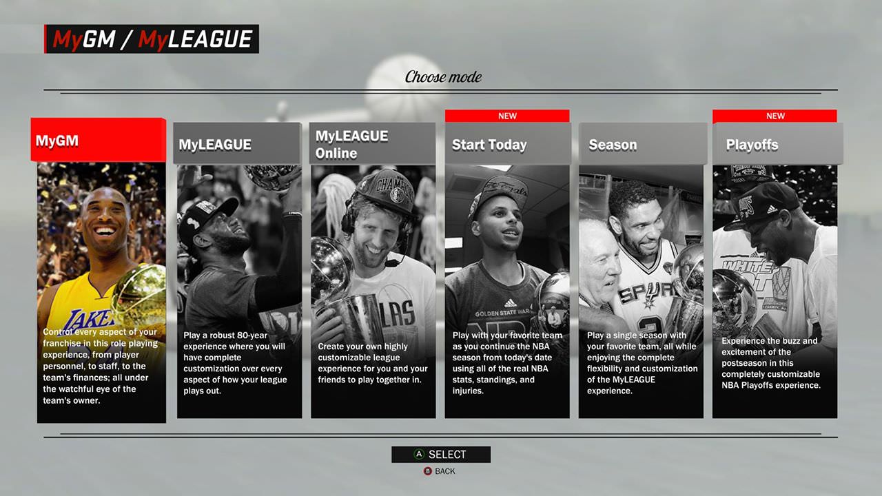 NBA 2K17 Features Enhancements to MyGM & MyLEAGUE : Menu and Playoffs mode