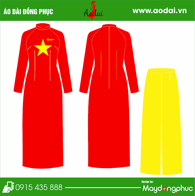 Áo dài cờ đỏ sao vàng đồng phục Quảng Ngãi