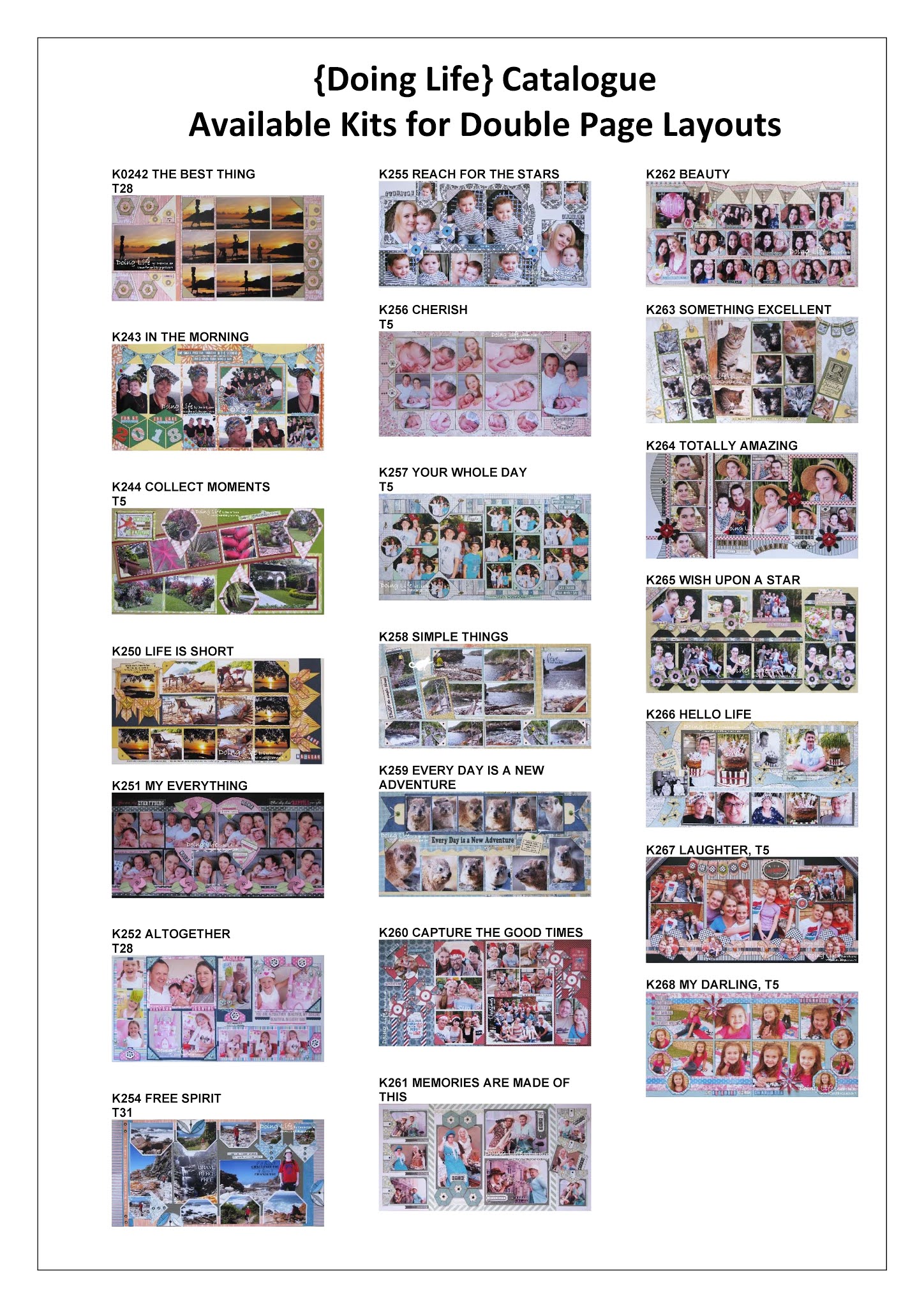 DOING LIFE {Doing Life} CATALOGUE FOR DOUBLE PAGE KITS