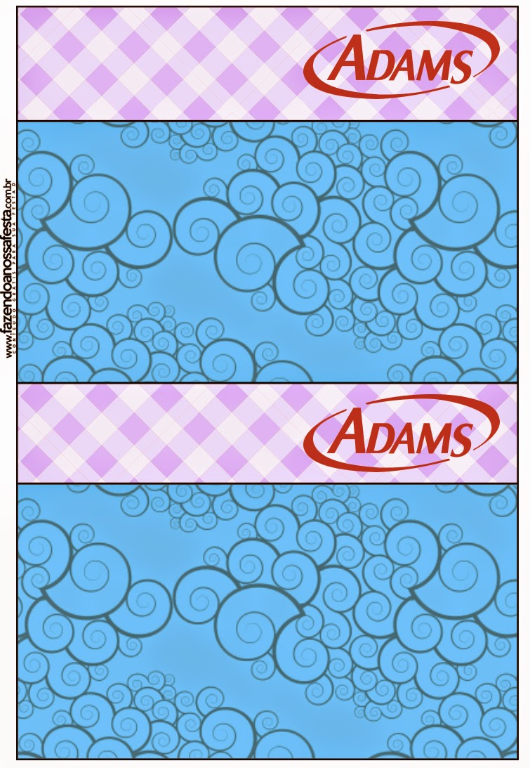 Etiquetas para chicles Adams.