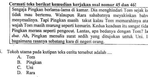 Contoh Soal Menentukan Tokoh Utama Cerpen Untuk Smp Zuhri Indonesia