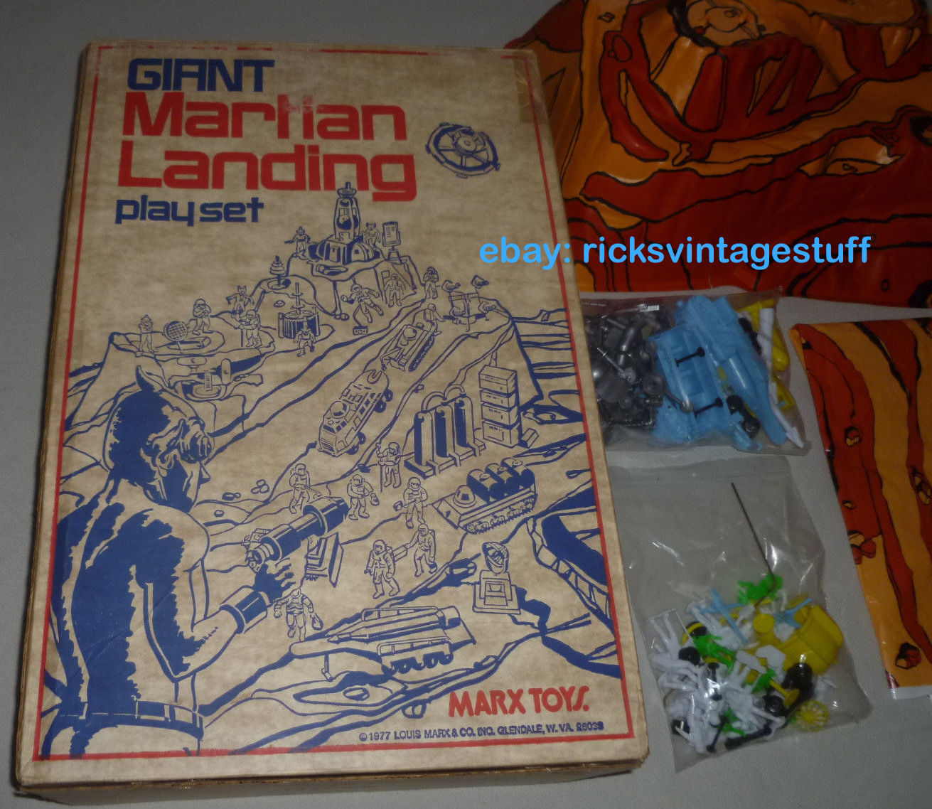 Space Garage Marx Toys "Giant Martian Landing" Playset, 100 Complete