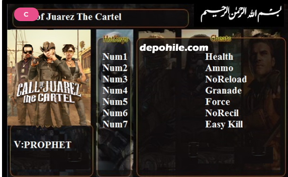 Call of Juarez The Cartel Can, Mermi +7 Trainer Hilesi İndir 2020