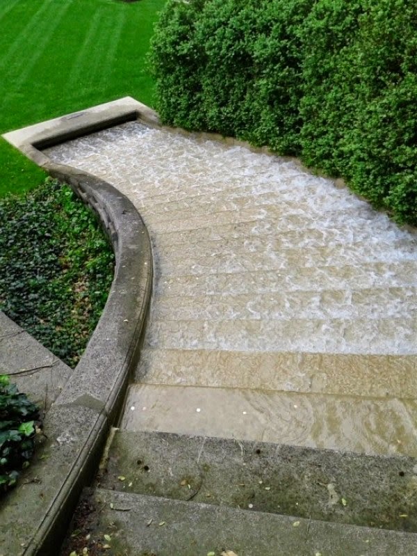 A relaxing garden and backyard waterfalls