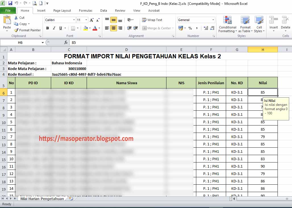 Cara Input Nailai Di Aplikasi ERapor Menggunakan Excel