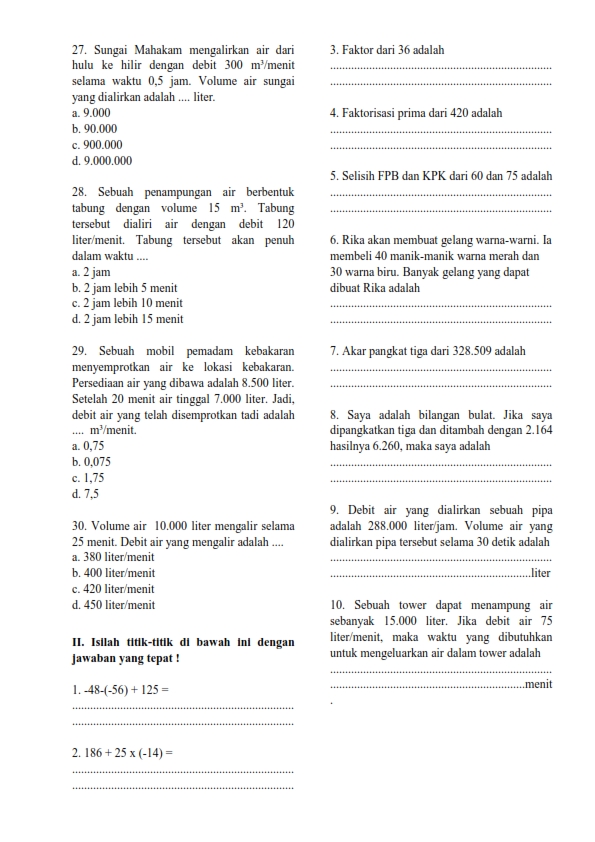 KOMIK &amp; KOMPUTER INFORMASI Contoh Soal Matematika UTS