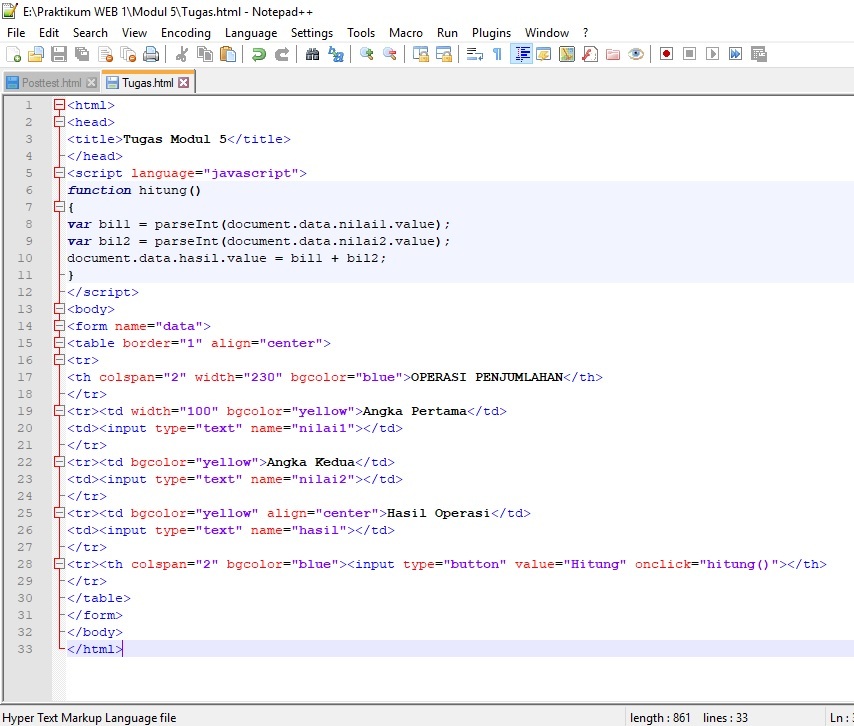 Praktikum Pemrograman WEB 1 Modul 5 (JavaScript)
