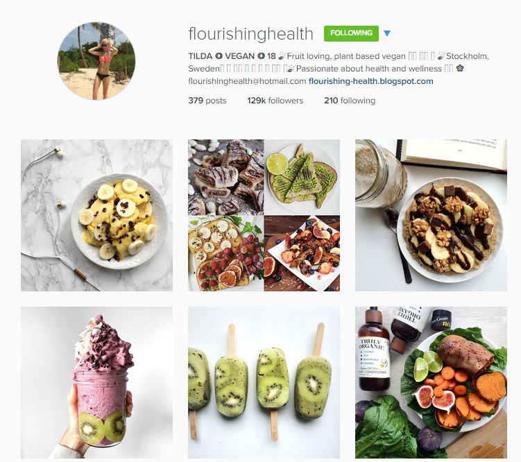she is only 18 but her passion for vegan food is obvious she posts lots of sweet goodies which is totally my thang - must follow food instagram