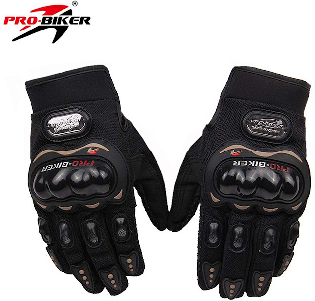 Probiker Synthetic Leather Motorcycle Gloves (Black, L) 