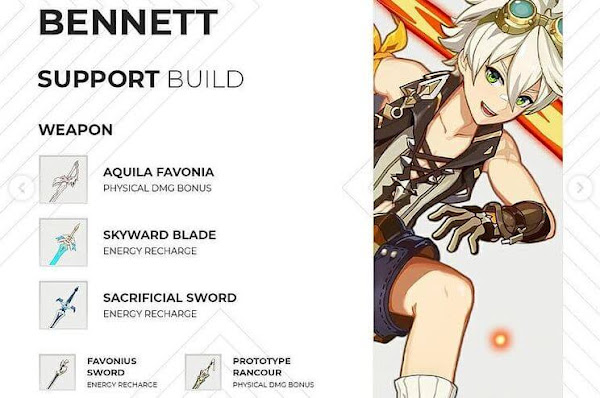 Build Bennett Support Genshin Impact: weapons, artifacts, talents Build Bennett Support Genshin Impact: weapons, artifacts, talents