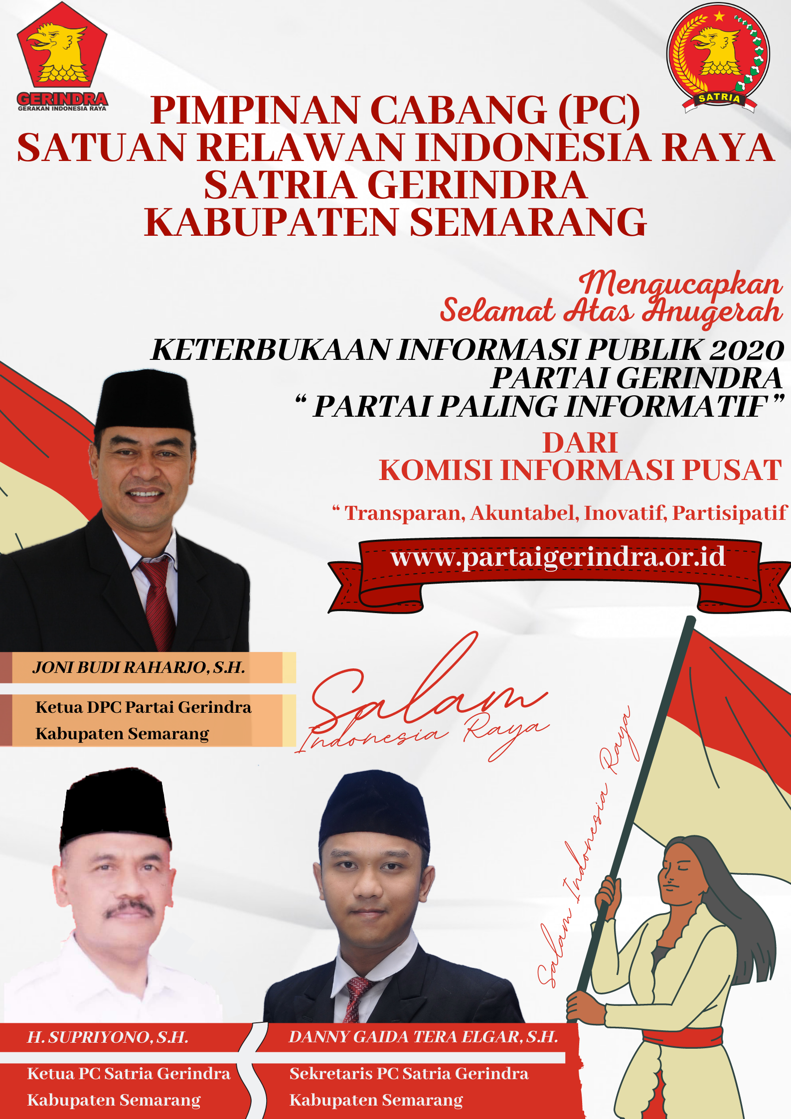 SATRIA Gerindra Kabupaten Semarang Pengurus Pimpinan Cabang (PC) Satuan Relawan Indonesia Raya (SATRIA) Partai Gerindra Kabupaten Semarang Jawa Tengah Indonesia