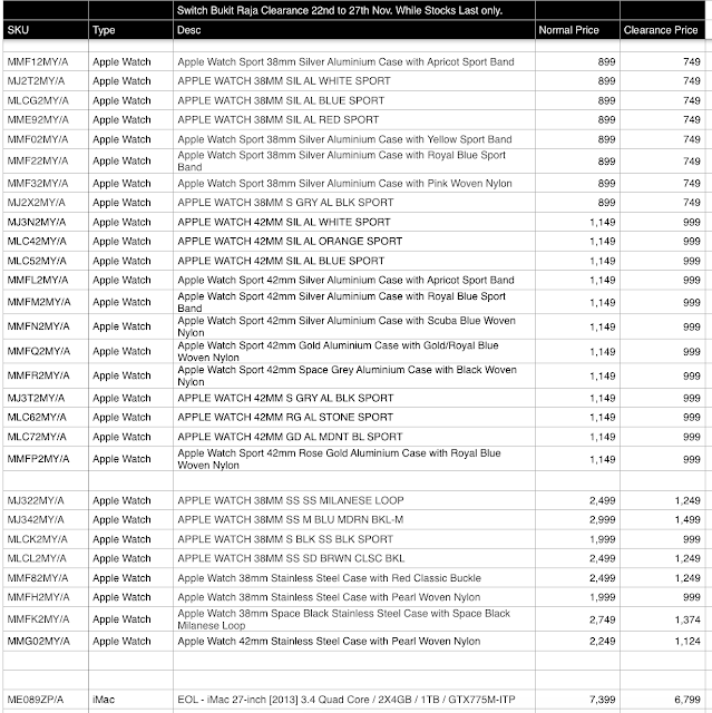 Switch Malaysia Apple Watch Clearance Sales Price List