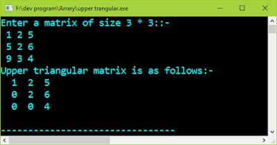 program in c to print upper triangular matrix